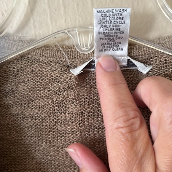 Sarah Spencer Open Cardigan ruffled front edge long sleeves tan size Large - Picture 7 of 12